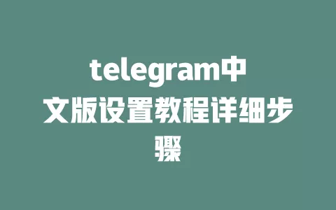 telegram中文版设置教程详细步骤