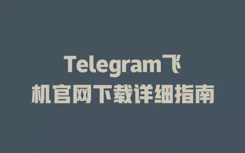 Telegram飞机官网下载详细指南 一