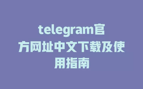 telegram官方网址中文下载及使用指南 一
