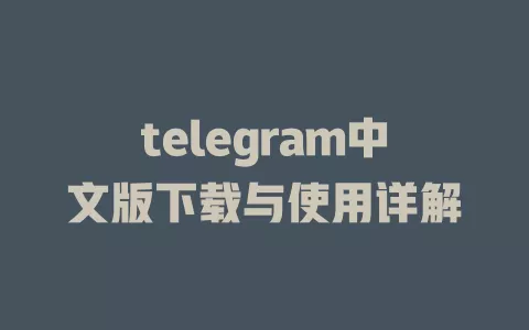 telegram中文版下载与使用详解 一
