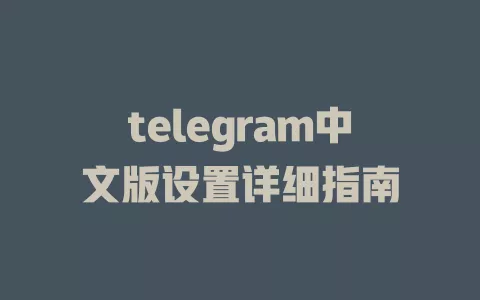 telegram中文版设置详细指南 一