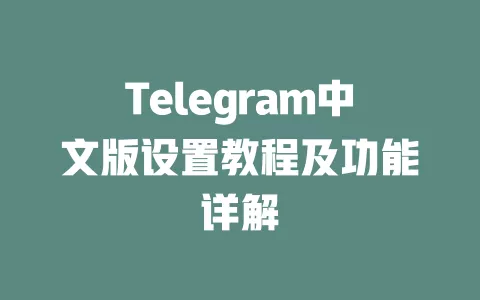 Telegram中文版设置教程及功能详解 一