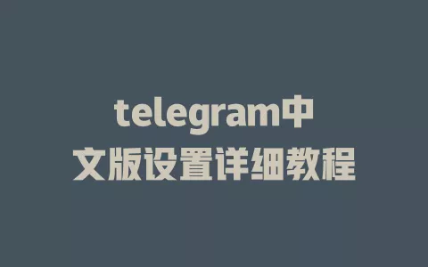 telegram中文版设置详细教程 一