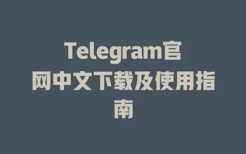 Telegram官网中文下载及使用指南 一