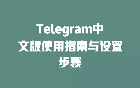 Telegram中文版使用指南与设置步骤 一