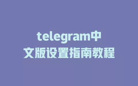 telegram中文版设置指南教程